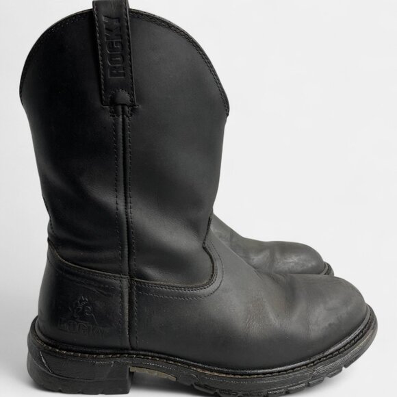 Rocky Men's Leather Western Ride Comfort Boots Cowboy Work Biker Size 10 M - Picture 2 of 15